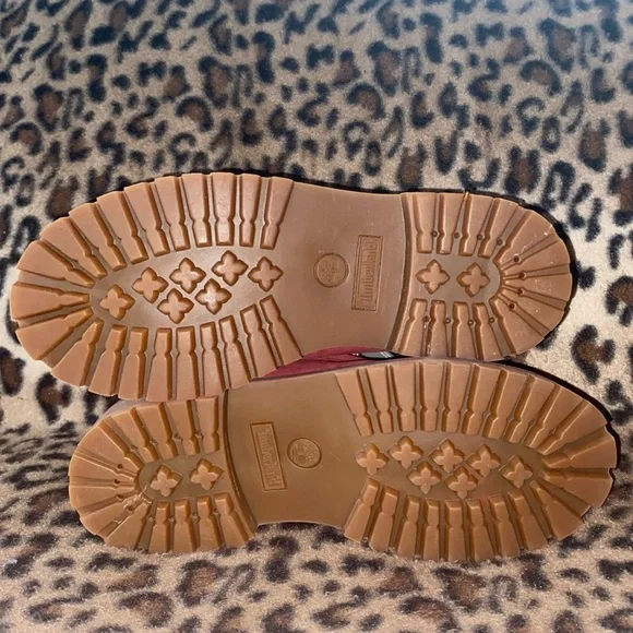 Timberland Boots Girls Size 3 Burgundy Boot Fur Timberland A1U5A Water Resistant - Picture 6 of 16